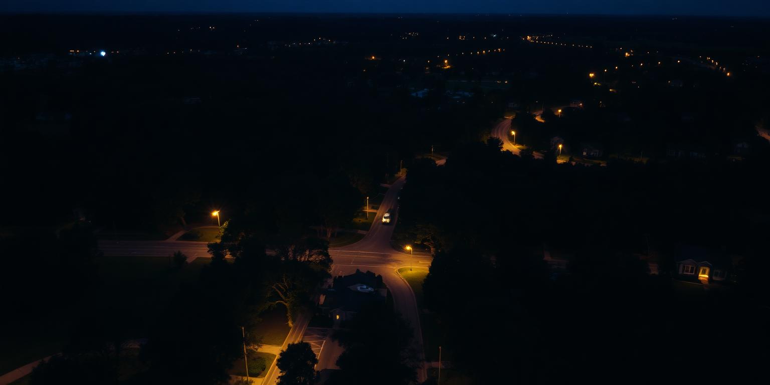 Aerial view of a North Metro Atlanta neighborhood at dusk