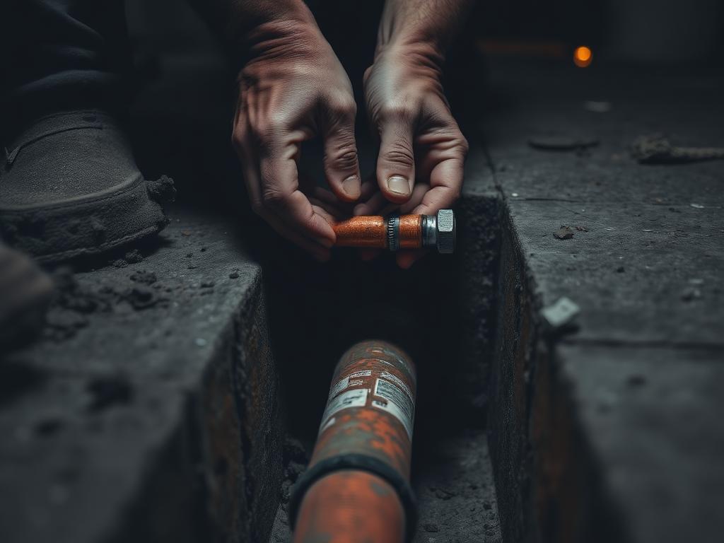 Copper water line repair in a concrete trench
